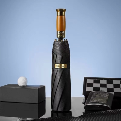 Logotipo personalizado Cubo Mão de madeira Comércio guarda-chuva dobrável XN0023 com 2 cores de impressão