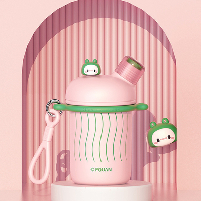 Impressão de tela de seda desenho animado criativo Cool Double Drink Cup Handheld Crossbody Warm Cup