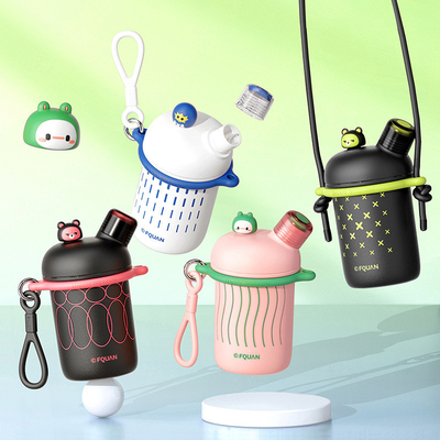 Impressão de tela de seda desenho animado criativo Cool Double Drink Cup Handheld Crossbody Warm Cup