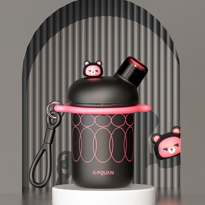 Impressão de tela de seda desenho animado criativo Cool Double Drink Cup Handheld Crossbody Warm Cup