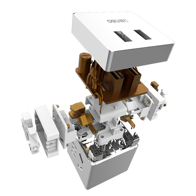 Pequena tomada sem fio com 2 buracos e 2 portas USB Conversor inteligente Logotipo do cliente