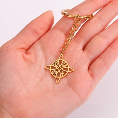Set de presente de chaveira de aço inoxidável para o Dia das Mães 2024 Feiticeira/Nodo Acrílico 2cm*15cm