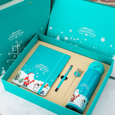 Caixa de presente de Natal Conjunto de 4 Notebook Bookmark Pen Thermos Impressão UV 1 Cor Gráfica