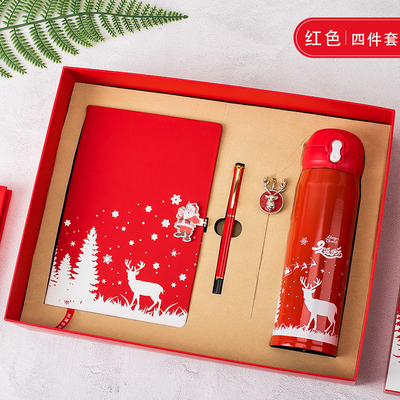 Caixa de presente de Natal Conjunto de 4 Notebook Bookmark Pen Thermos Impressão UV 1 Cor Gráfica