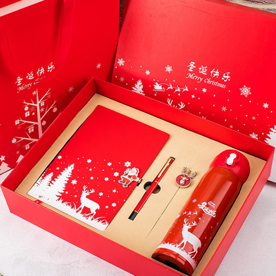 Caixa de presente de Natal Conjunto de 4 Notebook Bookmark Pen Thermos Impressão UV 1 Cor Gráfica