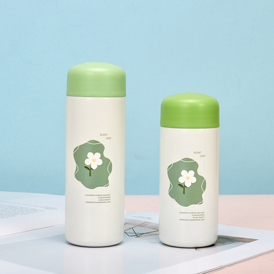 Copo de água portátil e compacto com padrão floral 304 Copo isolado de aço inoxidável