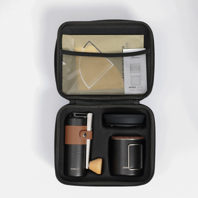 1 Impressão gráfica a cores Conjunto de café de carro portátil para coleção e acampamento ao ar livre