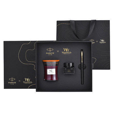 XL Nível de entrada caneta de tinta de ouro preto WoodWick Aromaterapia Set de presente preto para aniversário
