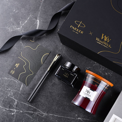 XL Nível de entrada caneta de tinta de ouro preto WoodWick Aromaterapia Set de presente preto para aniversário