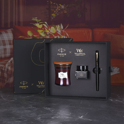 XL Nível de entrada caneta de tinta de ouro preto WoodWick Aromaterapia Set de presente preto para aniversário
