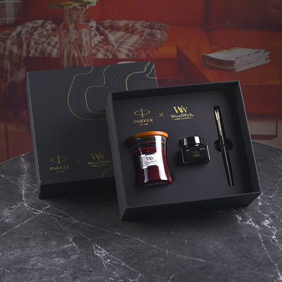 XL Nível de entrada caneta de tinta de ouro preto WoodWick Aromaterapia Set de presente preto para aniversário