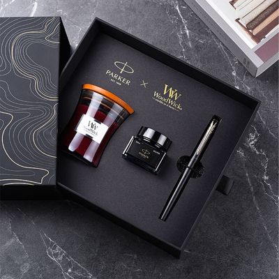 XL Nível de entrada caneta de tinta de ouro preto WoodWick Aromaterapia Set de presente preto para aniversário