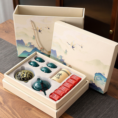 Elegante conjunto de chá chinês Celadon Shih Tzu Pot com 4 copos e incensador de sândalo