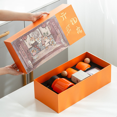 Conjunto de presentes personalizado Chávena de cerâmica 2 xícaras Toalha de chá 6 peças de chá branco
