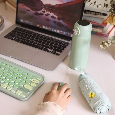 Pequeno Fresh Fruit Verde teclado sem fio Mouse Temperatura guarda-chuva de vidro Conjunto perfeito