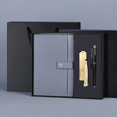 A5 Notebook Bookmark Signature Pen Set Logotipo personalizado Caixa de presente de negócios para esportes e jogos