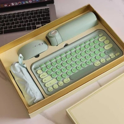 Pequeno Fresh Fruit Verde teclado sem fio Mouse Temperatura guarda-chuva de vidro Conjunto perfeito