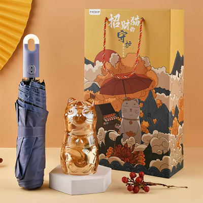 Técnicas de Impressão UV Zhaocai Cat Guardian Umbrel Cup Set para viajantes de negócios