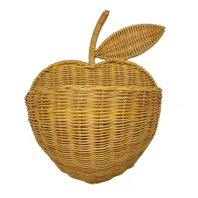 Impressão de tela de seda Rattan feito à mão Corrente de armazenamento de maçã tecida para organização doméstica