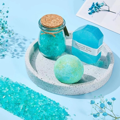 Impressão de tela de seda Conjunto de presente portátil com vela de aromaterapia e bola de banho de imersão
