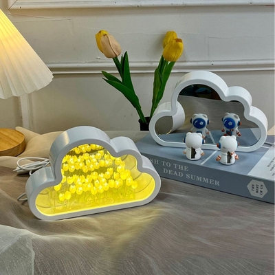 Fabricação artesanal Lâmpada noturna de espelho de nuvem Tulipa Um objeto Dois usos Ideal para presentes de novidade