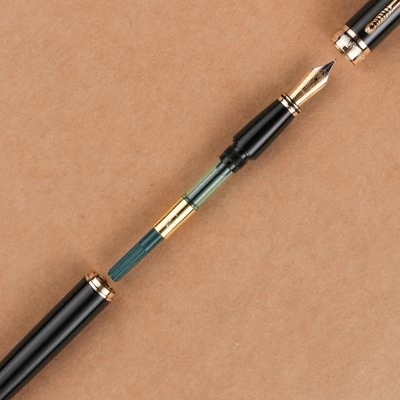 Presente de negócios caneta de tinta de fonte de metal com logotipo personalizado e impressão gráfica em 1 cor