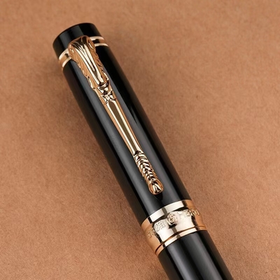 Presente de negócios caneta de tinta de fonte de metal com logotipo personalizado e impressão gráfica em 1 cor