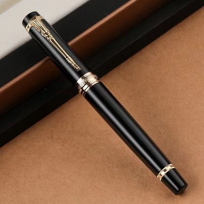 Presente de negócios caneta de tinta de fonte de metal com logotipo personalizado e impressão gráfica em 1 cor