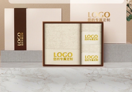 Toalha e toalha de banho de três peças em caixa-presente Logotipo impresso por encomenda Compra em grupo
