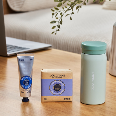C Lock Thermos Mug Sabão L'Occitane Conjunto de Creme de Mão Ideal para hóspedes de hotel e resort