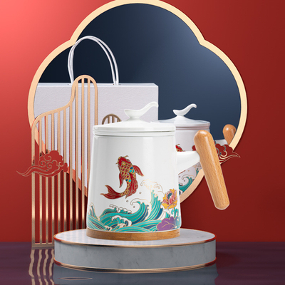Conjunto de chá de cerâmica personalizado para impressão de presente e logotipo de companheiro de negócios