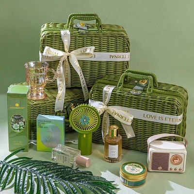 Green Vine Basket Handheld Gift Funcional para Relações de Alunos / Reuniões de Turma