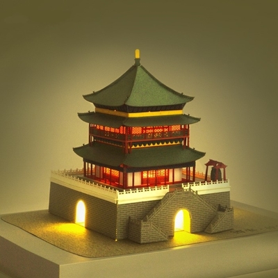 Torre do Sino de Xi'an 3D Papel Esculptura Puzzle para Cérebro Movendo Cultural e Criativo Dom