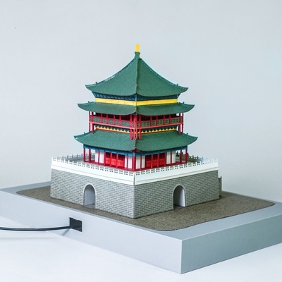 Torre do Sino de Xi'an 3D Papel Esculptura Puzzle para Cérebro Movendo Cultural e Criativo Dom