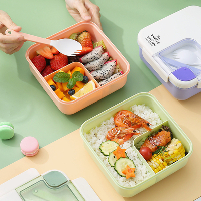 Organize suas refeições com estilo Caixa de almoço de plástico quadrada portátil dividida para presentes de funcionários