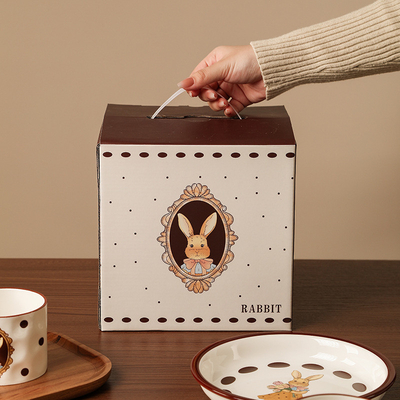 Vintage Rabbit Ceramic Tableware Set com Técnicas de Impressão UV
