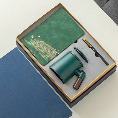 Novidade Presentes Cinturão Cerâmico Separação de Chá Filtrado Copo de Escritório Comércio Conjunto de Presentes Copo de Manobra de Madeira