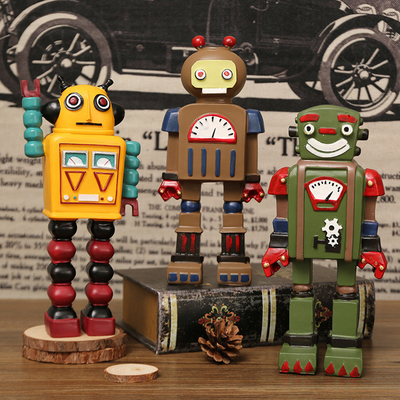 Decorações de janelas e artesanato para o Dia do Pai Decorações de modelos de robô retro