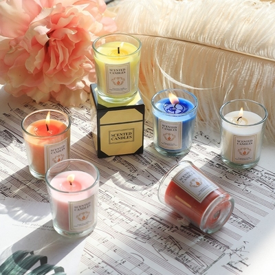 Relações com os ex-alunos Copo de vidro Aromaterapia Vela colorida Longo Duradouro Incenso Vela Promoção do Chão Dom