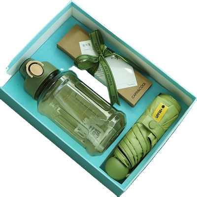 Necessidades de Verão Graduado de Palha de Vidro Petit Ventilador e guarda-chuva Sunny Set de Três Peças