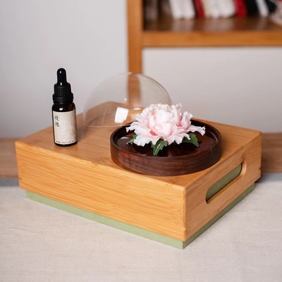 1 Impressão a cores Conjunto de entrelaçamento de flores de cerâmica com bandeja de bambu e caixa de presente de bolsa