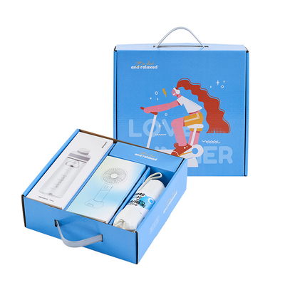 Impressão UV Caixa de presente de verão fechadura Copo de água portátil Ventilador UV guarda-chuva portátil