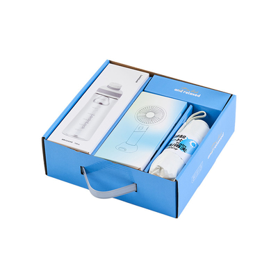 Impressão UV Caixa de presente de verão fechadura Copo de água portátil Ventilador UV guarda-chuva portátil