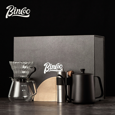 Caixa-presente de café feita à mão Conjunto de garrafa de água de boca longa Filtro de taça de compartilhamento de panela Shake de mão Grinder de feijão Filtro de papel presentes