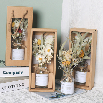 Agência de viagens Delight Goddess Dia presente cravo flor seca Bouquet em garrafa de vidro