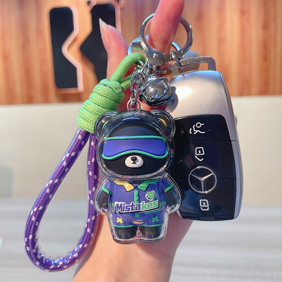 2 gráficos coloridos Impressão Cool Bear Keychain Keychain de boneca acrílica para produtos de escritório
