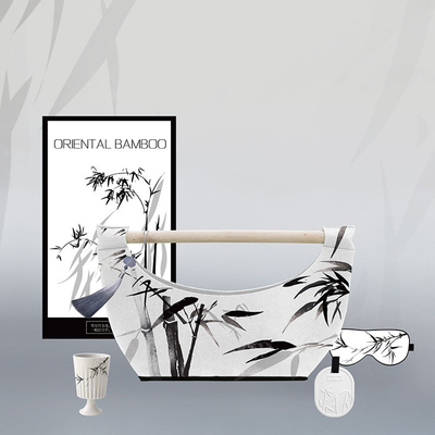 Saco de feltro de bambu antigo de folhas de bambu manta de porcelana taça de cálice de seda máscara de olhos para o dia da deusa