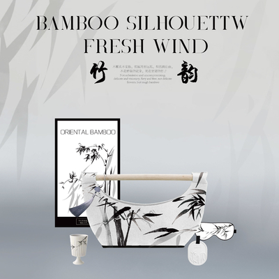 Saco de feltro de bambu antigo de folhas de bambu manta de porcelana taça de cálice de seda máscara de olhos para o dia da deusa