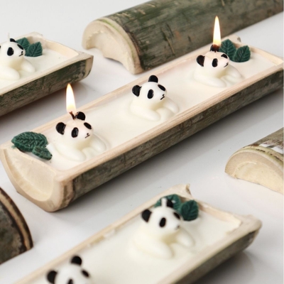 Candela de bambu personalizada Boa Noite Aromaterapia Panda para hóspedes de hotéis e resorts