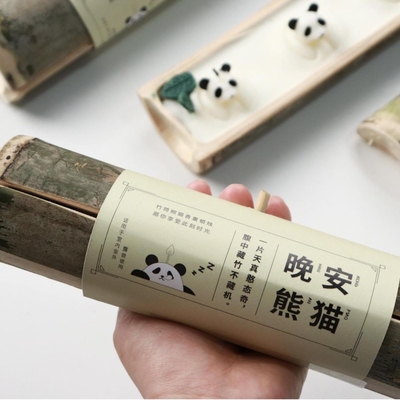 Candela de bambu personalizada Boa Noite Aromaterapia Panda para hóspedes de hotéis e resorts